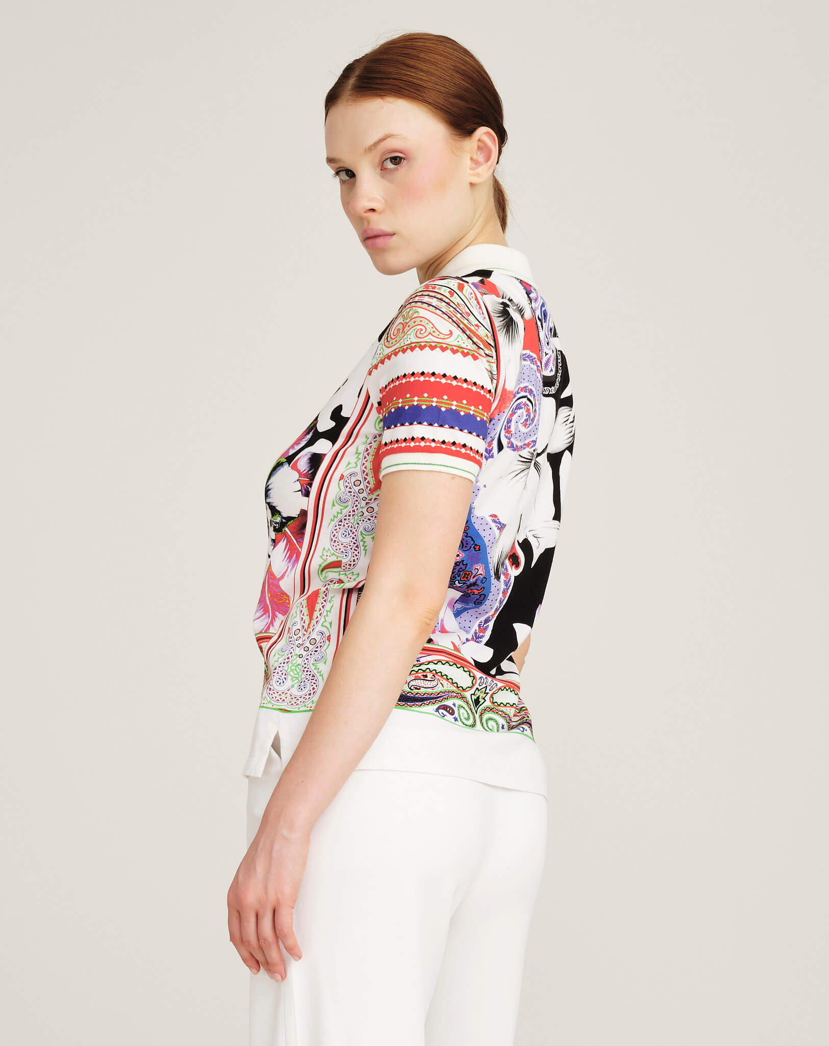 Etro- White Iconic Print Polo Tshirt IT40